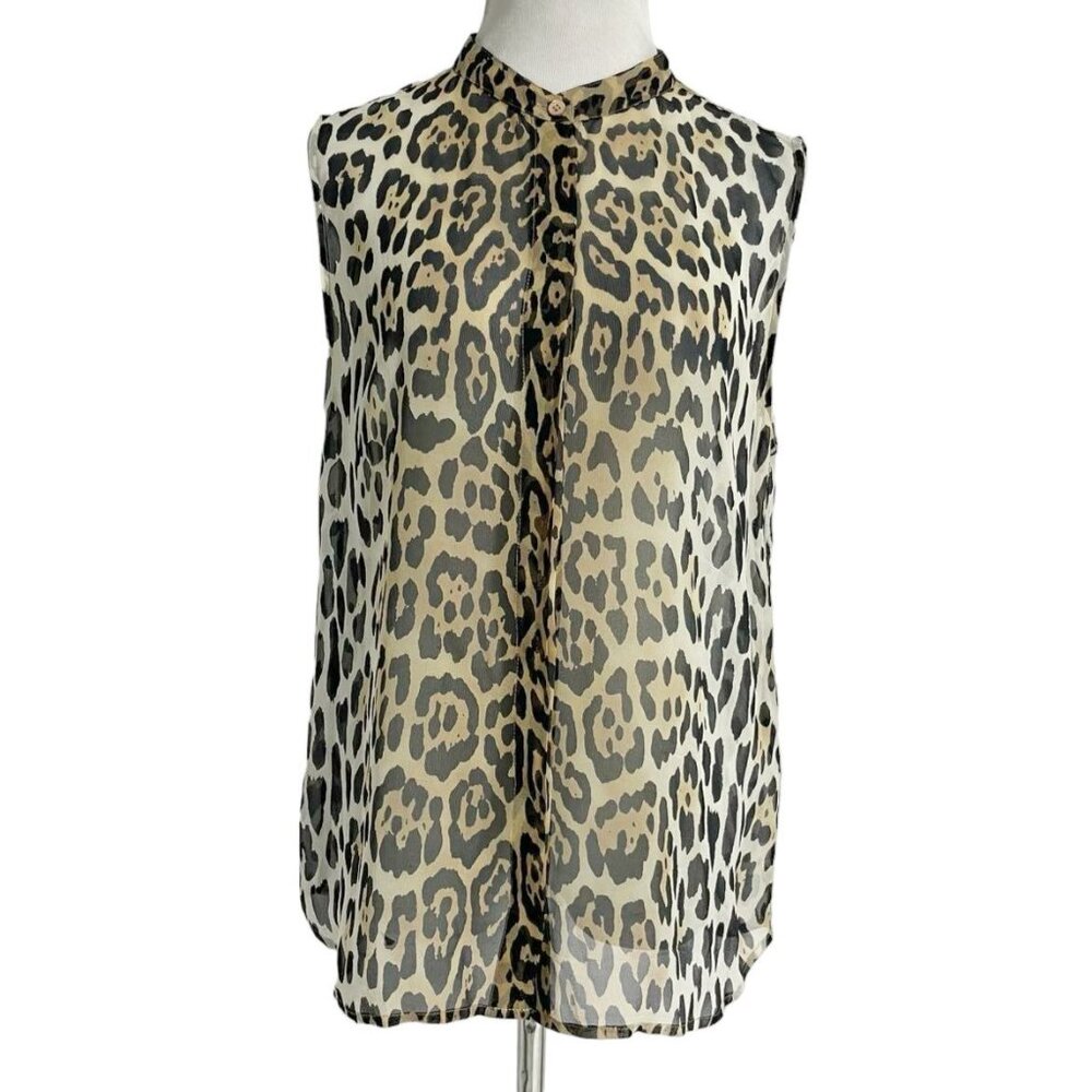 Equipment Leopard Print Sleeveless Blouse